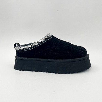 Ethnic Style Winter Slippers with Real Wool Lining